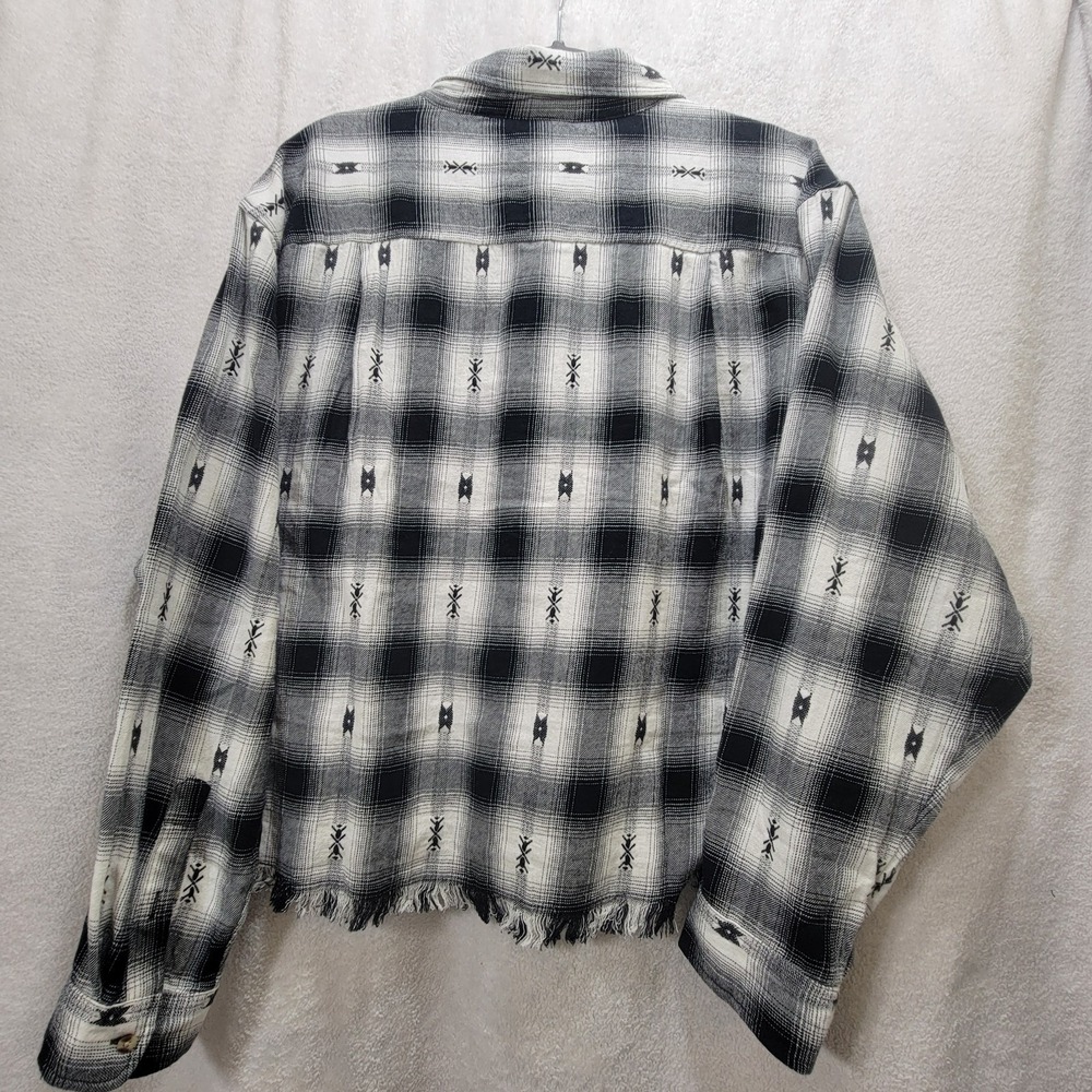 NWT $79 Lucky Brand Raw Edge Plaid Cropped Western Button-Down Cotton Flannel XL - Picture 10 of 11